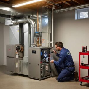 Top 5 Reasons That Your AC Is Running Continuously 3 Modern HVAC system in a residential setting highlighting air conditioning and furnace