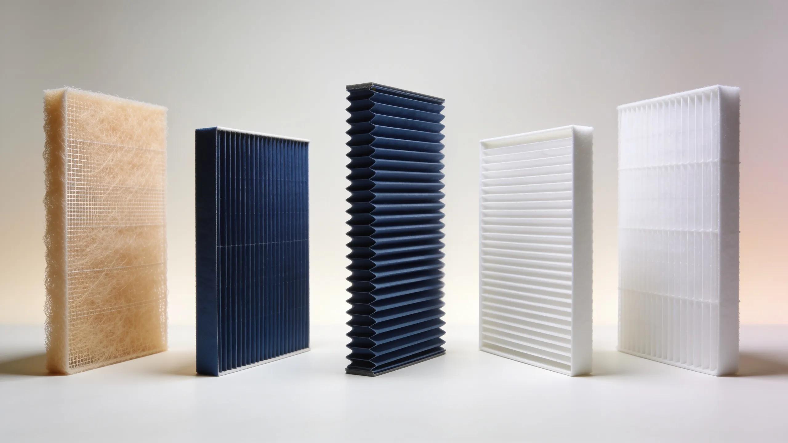 Choose the Right Furnace Filter for Optimal Home Comfort 2 Display of various HVAC air filters demonstrating different types and features
